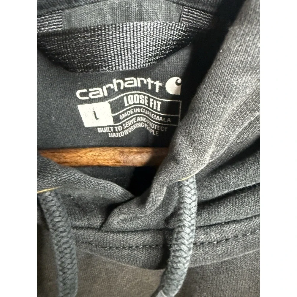 Carhartt Distressed Black Knit Loose Fit Hooded Pullover Men's L Long Sleeve
